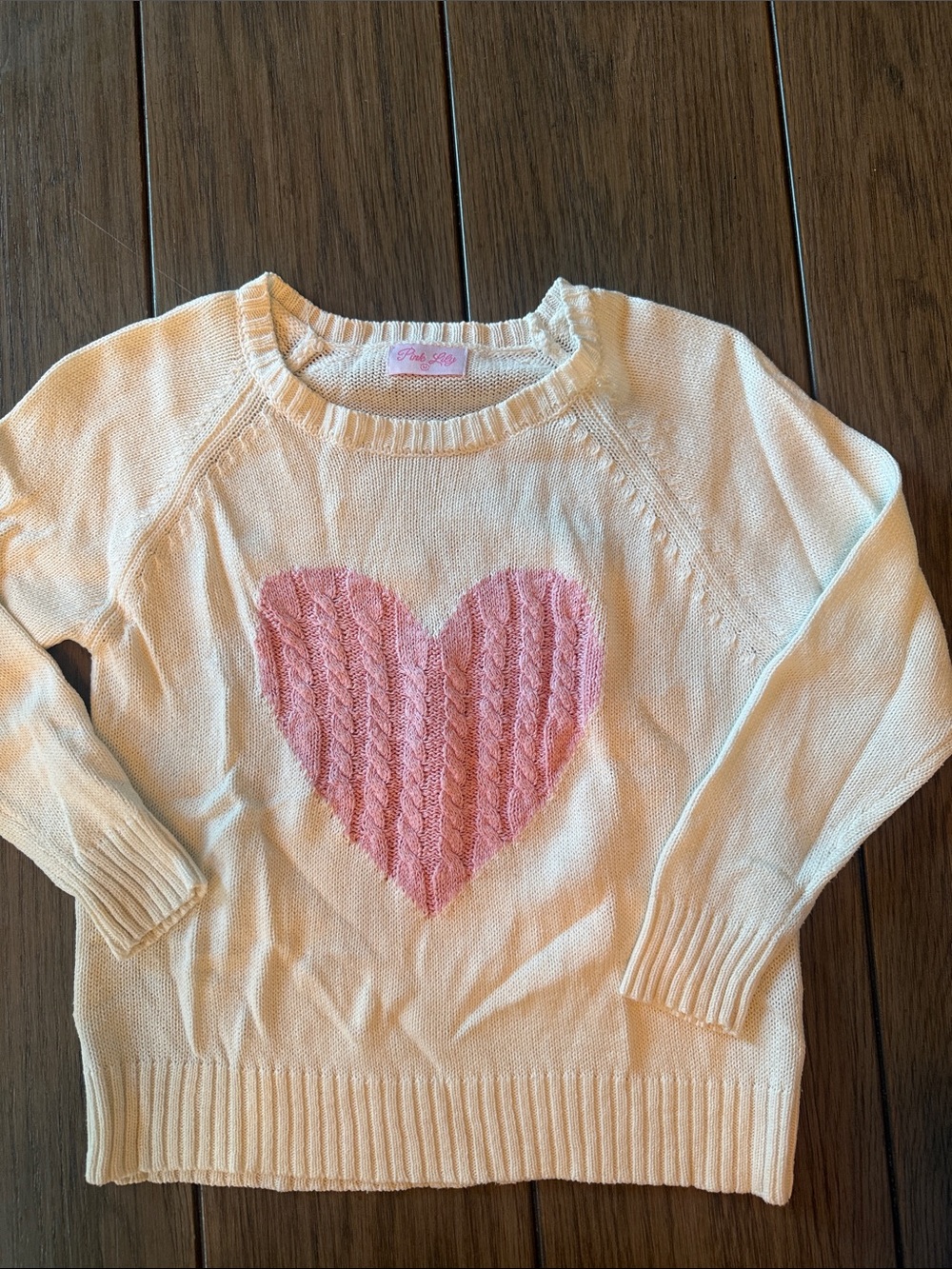 Pink Lily Cream Sweater with Pink Heart